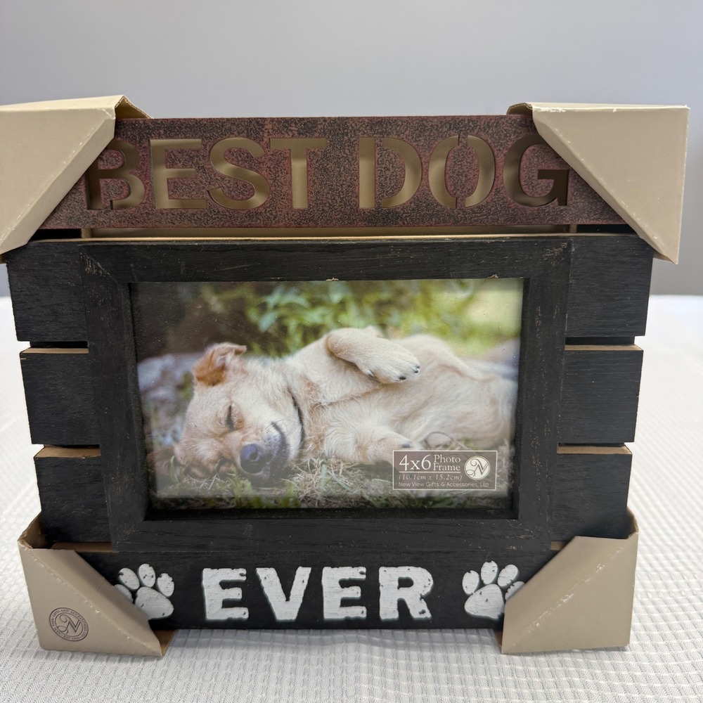 Best Dog Ever 4x6 Rustic Wood Metal Picture photo Frame Paw Print